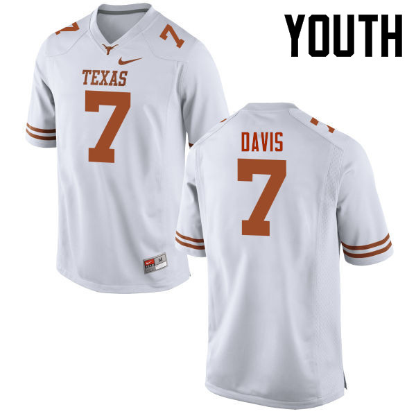 Youth #7 Antwuan Davis Texas Longhorns College Football Jerseys-White